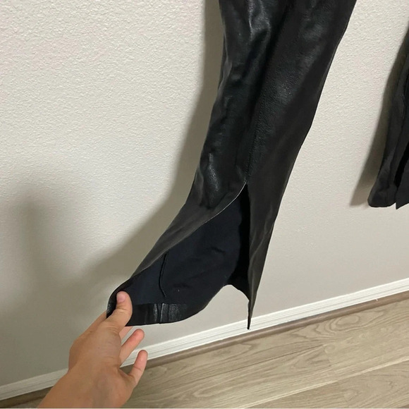 Amanda Uprichard Black Faux Leather Split Hem Pants - Picture 6 of 13